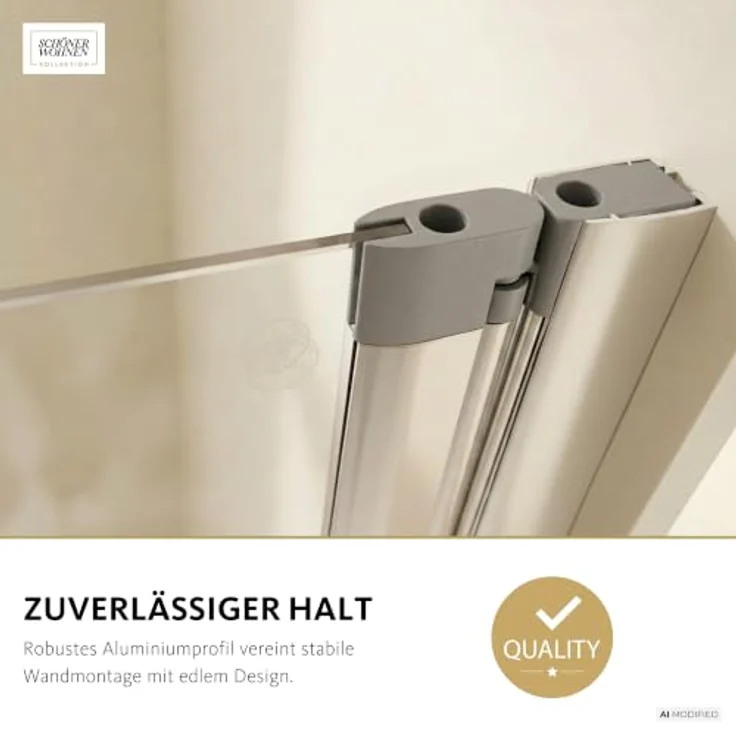 Schulte Home SCHÖNER WOHNEN-Kollektion Badewannenaufsatz ELARA, 2-teilig, Klar Hell, Chrom, 100x140 cm, faltbar, Einscheiben-Sicherheitsglas – Bild 8