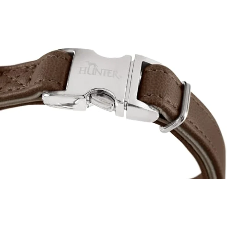 HUNTER Hundehalsung Amalfi ALU-Strong, stufenlos verstellbar, Farbe: Schokobraun, vegan, Kunstleder in Nappa-Optik, Made in Germany, Größe 30-45/M – Bild 2