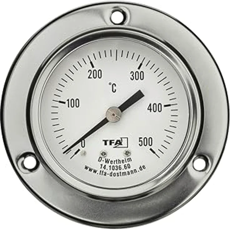 TFA Dostmann Analoge Edelstahl Pizzathermometer, 14.1036, bis 500°C, mit Kabelfühler, silber – Bild 2