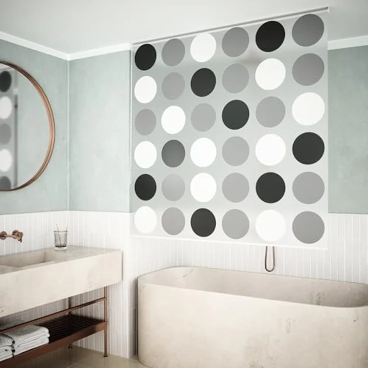 Aquabad® AQUABAD Vaskaflex Badewannenrollo / Duschrollo, Länge: 240 cm, Breite: 100 cm, Muster: Kreise, PEVA-Material, wasserabweisend – Bild 3
