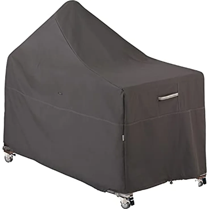 Classic Accessories 55-420-015101-EC Ravenna Kamado Keramikgrill mit versetzter Tischabdeckung Premium Outdoor Grillabdeckung mit strapazierfähigem und wasserabweisendem Stoff, Taupe, Groß