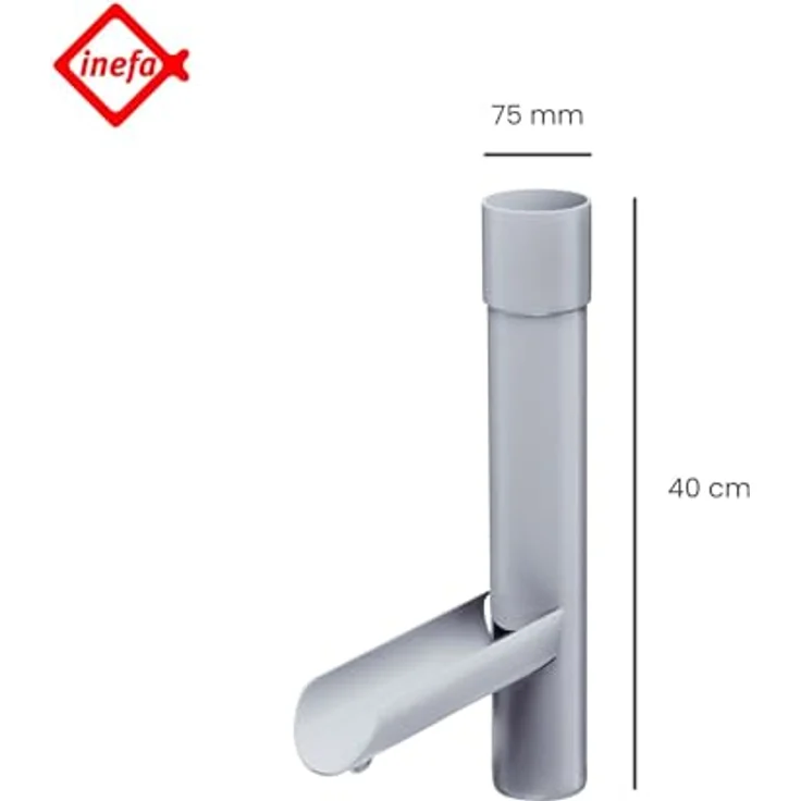 INEFA Regensammler für Fallrohr, PVC DN75 / 75mm Grau, witterungsbeständige Wasserklappe für Regenfallrohr, Made in Germany – Bild 2