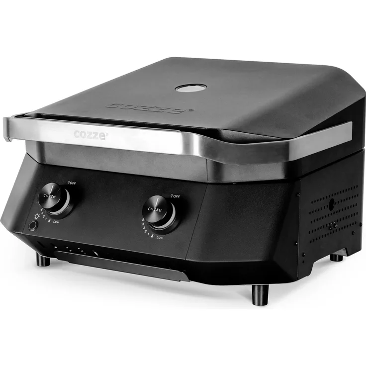 Cozze G-500 Gasgrill, 2 Zonen 5 kW, schwarz, aus hochwertigem Pulverstahl und Zink, kompakt und wetterfest