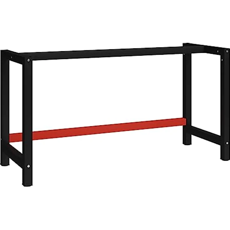 vidaXL Werkbankgestell Metall 150x57x79 cm Schwarz und Rot – Bild 2