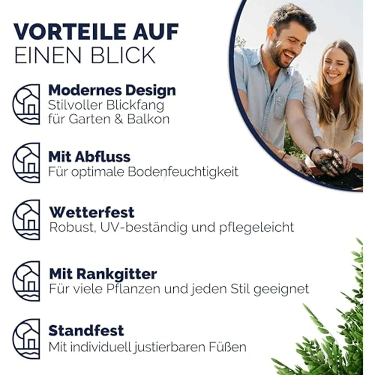 Casaria Spalier, Blumenkasten Rankgitter 3 Innentöpfe Polyrattangeflecht Rankhilfe, wetterfest, UV-Lichtbeständig, schwarz/creme – Bild 9