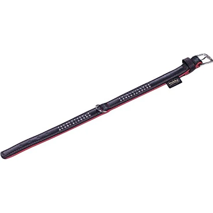 Nobby Halsband PACIFIC DELUXE zweireihig, rot, geschmeidiges Rindsleder, genäht, L: 37cm, (30-35cm) B: 17/19mm, 1 Stück