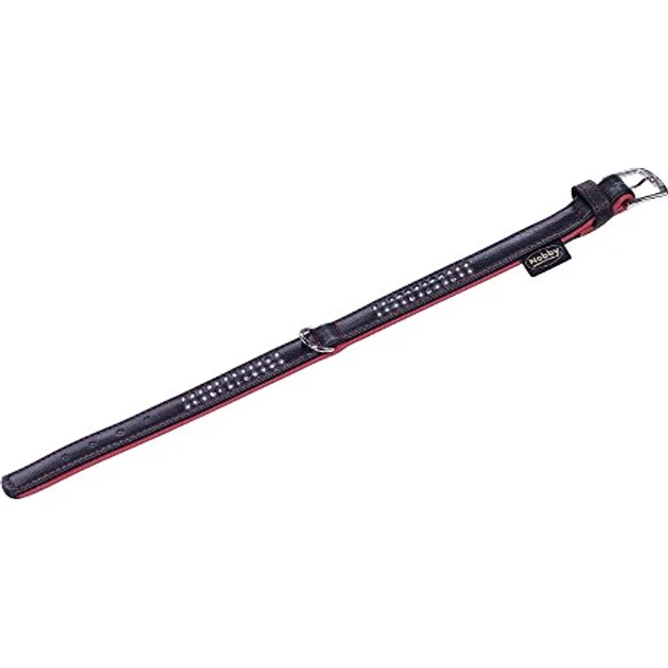 Nobby Halsband PACIFIC DELUXE zweireihig, rot, geschmeidiges Rindsleder, genäht, L: 37cm, (30-35cm) B: 17/19mm, 1 Stück – Bild 1