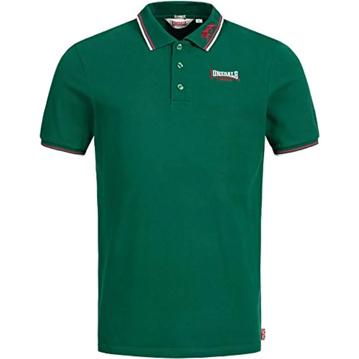 Lonsdale Poloshirt Lion, Arbeitsshirt mit farblich abgesetzten Stickereien und gestreiften Bündchen, schwarz – Bild 3