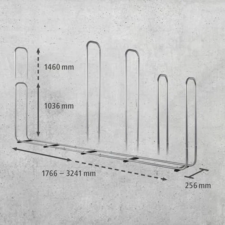 wolfcraft Stapelhilfe Modular XXL, Verstellbare Kaminholzaufbewahrung für bis zu 1,6 m³, wetterfestes Stahldesign, Größenverstellbar 1,7 - 3,2 m Breite – Bild 2