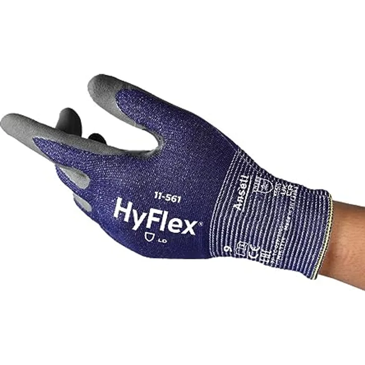 Ansell HyFlex 11-561 Schnittschutz-Handschuhe, Atmungsaktive Nitril-beschichtung, Höchste Weiterreißfestigkeit, Dünne Arbeitshandschuhe Herren Damen, Waschbare, Blau, Größe L (1 Paar)