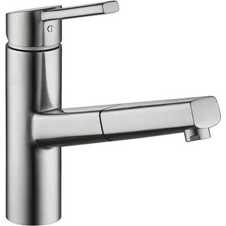 KWC Küchenarmatur Naber Luna E8, Einhebelmischer mit ausziehbarem Auslauf, Edelstahl Hochdruck, 130° schwenkbar, TouchProtect