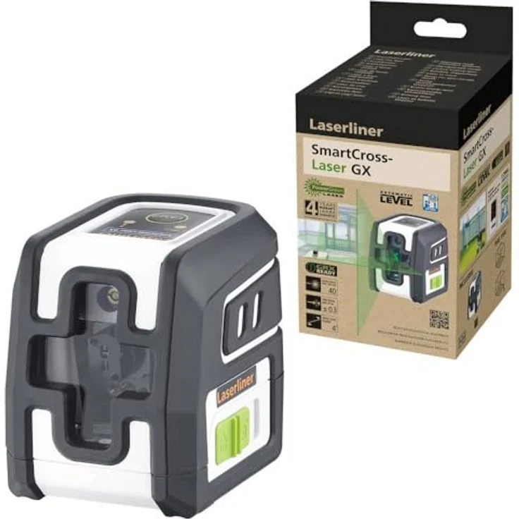 Laserliner SmartCross-Laser GX, Kreuzlinienlaser mit max. Arbeitsbereich 0-40 m, grünes Laserkreuz, manuelle Neigungsfunktion, integrierter Handempfänger-Modus – Bild 4
