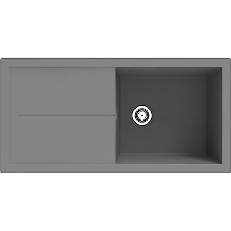 Einbauspüle Küchenspüle Spüle Granit Mineralite 100 x 50 cm Grau Respekta – Bild 1