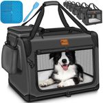 TRESKO Hunde-Transportbox faltbar inkl. Leckmatte und Spatel bis 15,00 kg, atmungsaktives Mesh Gewebe, 600D Oxford Gewebe, Plüsch-Fleece, für Hunde und Katzen