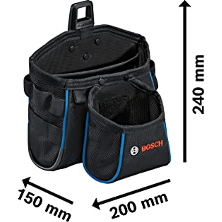 Bosch Professional Werkzeug-Gürteltasche GWT 2, Tool Belt mit intelligenter Fächereinteilung und integrierten Taschenständer, 200 x 150 x 200 mm – Bild 2