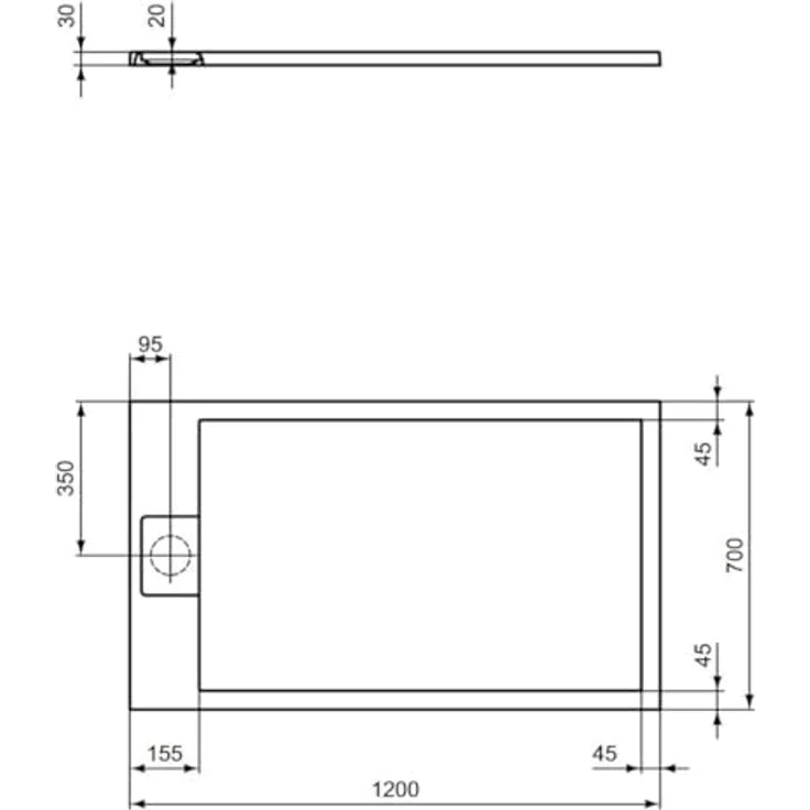 Ideal Standard, Duschwanne, Ultra Flat S i.life Rechteck-Brausewanne, 1200x700x30mm, Quarzgrau – Bild 2