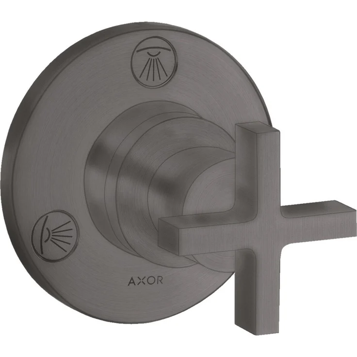 hansgrohe Axor Citterio Unterputzarmatur Ab- und Umstellventil Trio/Quattro, Kreuzgriff, Brushed Black Chrome