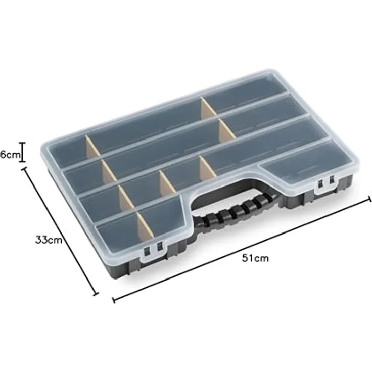 Terry Pro Organizer Minikoffer für 24, 18 Fächer mit sicherem Doppelschloss, transparenter Deckel und farbigen Trennwänden, Made in Italy – Bild 2