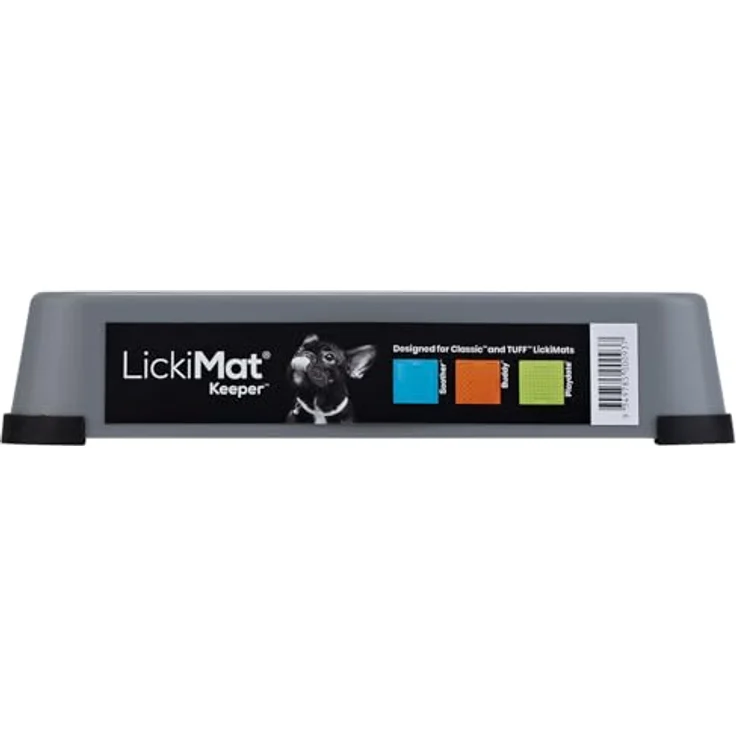 LickiMat Futternapf Keeper, grauer Fressnapf mit Gummifüßen und hochziehbarer Aussparung, 25,3 x 25,3 x 5 cm – Bild 4
