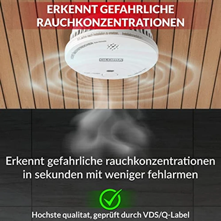 GLORIA R-1 Rauchwarnmelder mit 3 Jahren Garantie und wechselbarer 9V Block Batterie – Bild 3