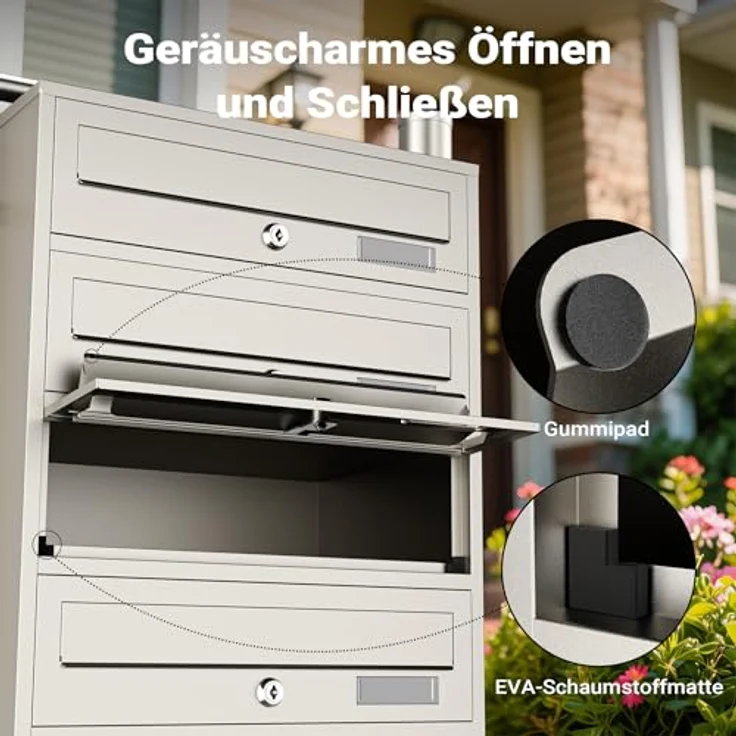5er Briefkastenanlage Edelstahl Postfach 5 Brieffächer Standbriefkasten Postkasten – Bild 7