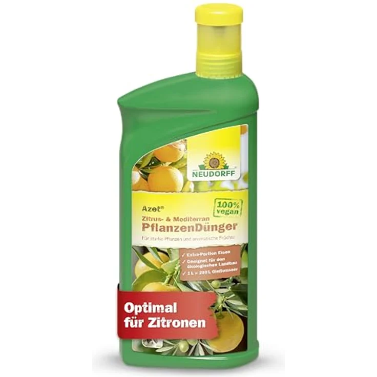 Neudorff Azet Zitrusdünger, Flüssigdünger 1L für Zitruspflanzen mit Extra Eisen, 100% natürlich und vegan – Bild 1