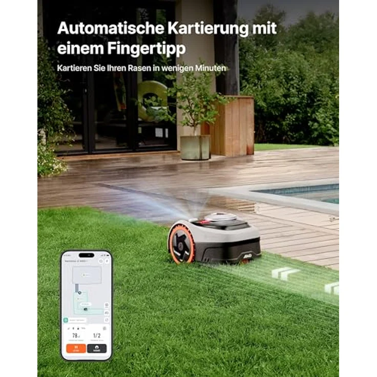 NAVIMOW i208 AWD Mähroboter, Allradantrieb, ohne Begrenzungskabel, Garage S, für Steigungen bis 45%, Empf. 800 m², EFLS NRTK + Vision – Bild 6
