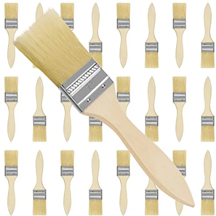 Kurtzy Pinselset 25 STK, 3,81 cm Profi Malerpinsel mit Holzgriff, vielseitige Flachpinsel für Farben, Lack und Klebstoffe