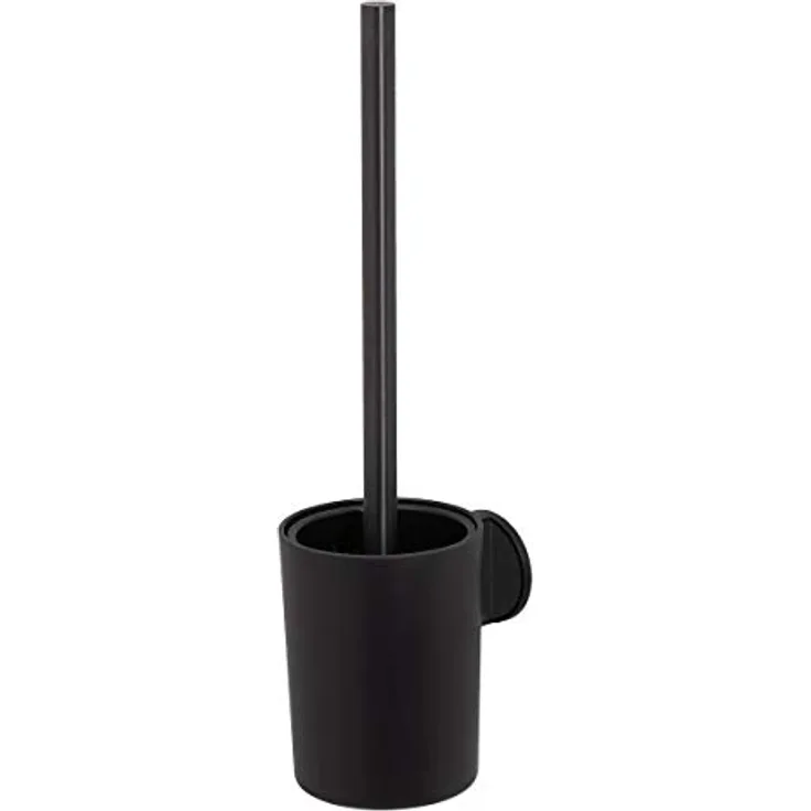 Tiger Tune Toilettenbürste, WC-Bürste mit Halter zur Wandmontage, Befestigung ohne Bohren dank integrierter Klebefolie, optional Montage mit Schrauben, Farbe: Black Metal gebürstet / Schwarz