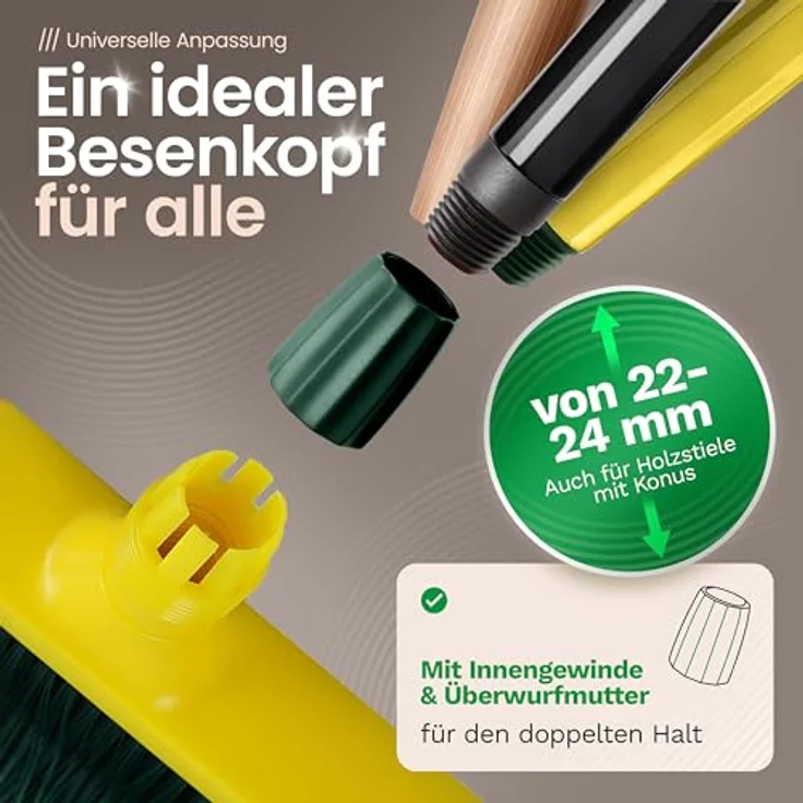 Krallenbesen Set 40 cm Kunststoff mit Teleskopstiel Kehrgarnitur gebogenen Borsten Gartenbesen Straßenbesen Kehrbesen (Besen + Kehrschaufel Set – Bild 7