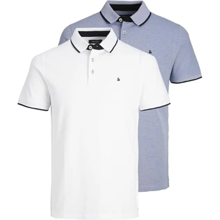 Jack & Jones Poloshirt JJEPAULOS POLO SS 2PK MP NOOS, 2er-Pack, Logostickerei, Sonnenschutz Nacken, weicher Single Jerseystoff, Baumwolle, Farbe: variabel – Bild 2