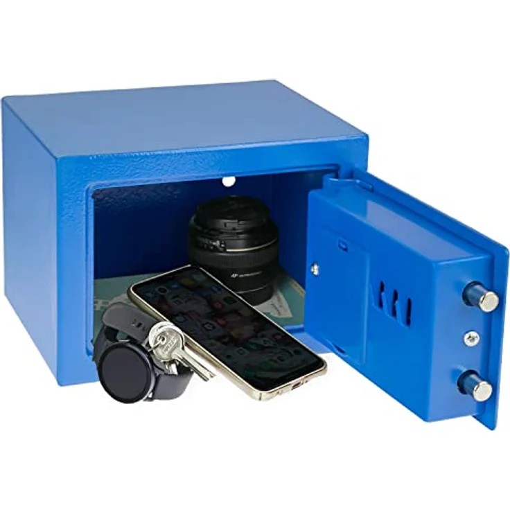 HMF 46126-05 Safe Tresor klein mit Zahlenschloss, Möbeltresor | 23 x 17 x 17 cm | Blau – Bild 3