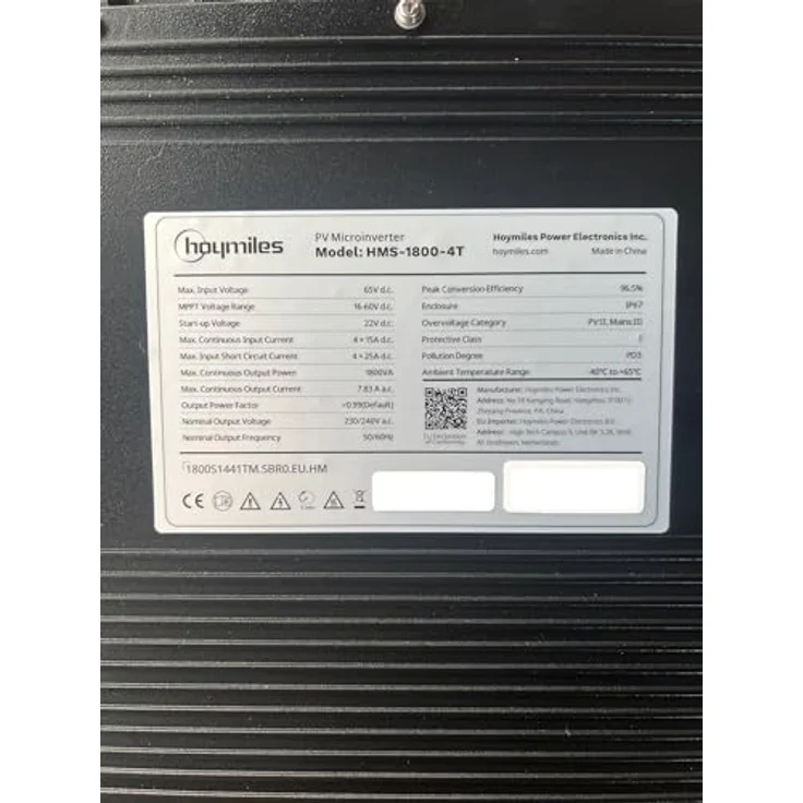 Hoymiles HMS-1800-4T Mikroinverter für vier Solarmodule 1800 Watt für Balkonkraftwerk (Schwarz) - Einfache Installation, IP67, natürliche Konvektion, WIFI-Erweiterungsoption – Bild 2