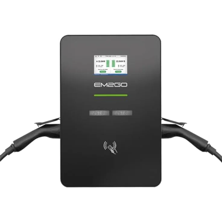 EM2GO Duo Power Wallbox 11kW, EV Charger Typ 2 Steckdose, Auto Ladestation 2X 11kw, Wall Box mit intelligenter Steuerung, Ladestation Elektroauto inkl. Ethernet und WLAN - Preisvergleich – Bild 1