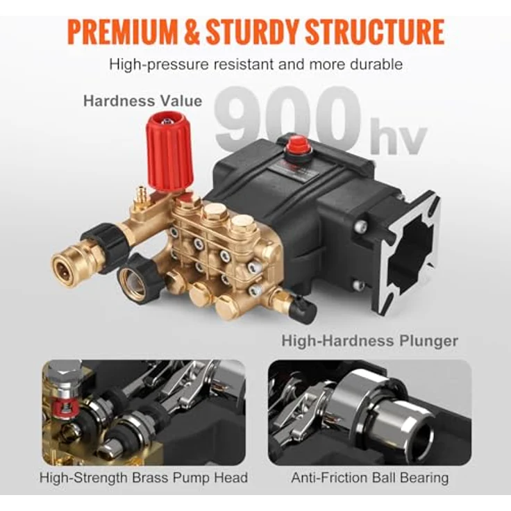 VEVOR Hochdruckreinigerpumpe GYB-3, 3300PSI, 3GPM, Triplex-Kolben, 3/4-Zoll-Welle, kompatibel mit Simpson MorFlex-Modellen 40224, 40225, 40226 – Bild 4