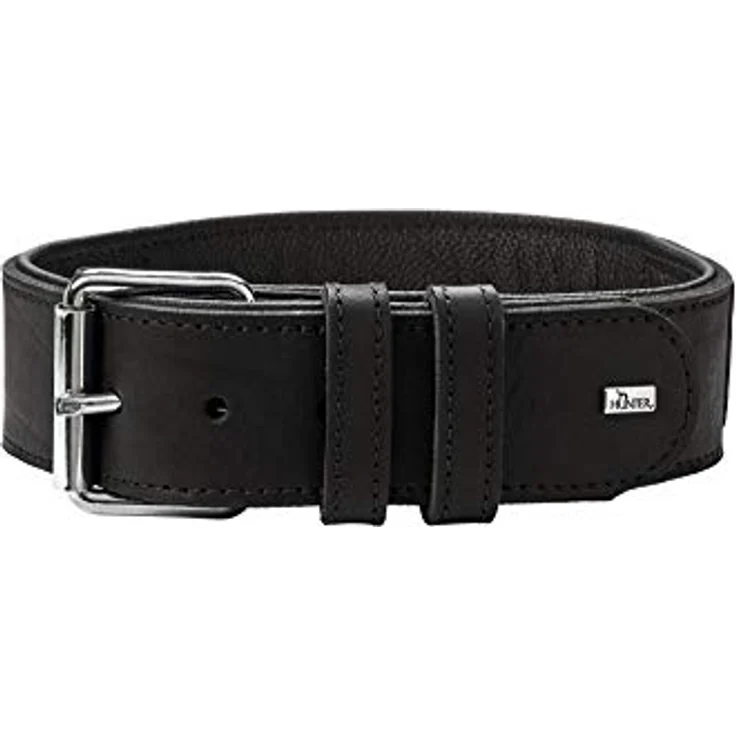 HUNTER Larvik Trainingshalsband mit Griff, Hundehalsband, Leder, strapazierfähig, 65 (L), schwarz – Bild 2