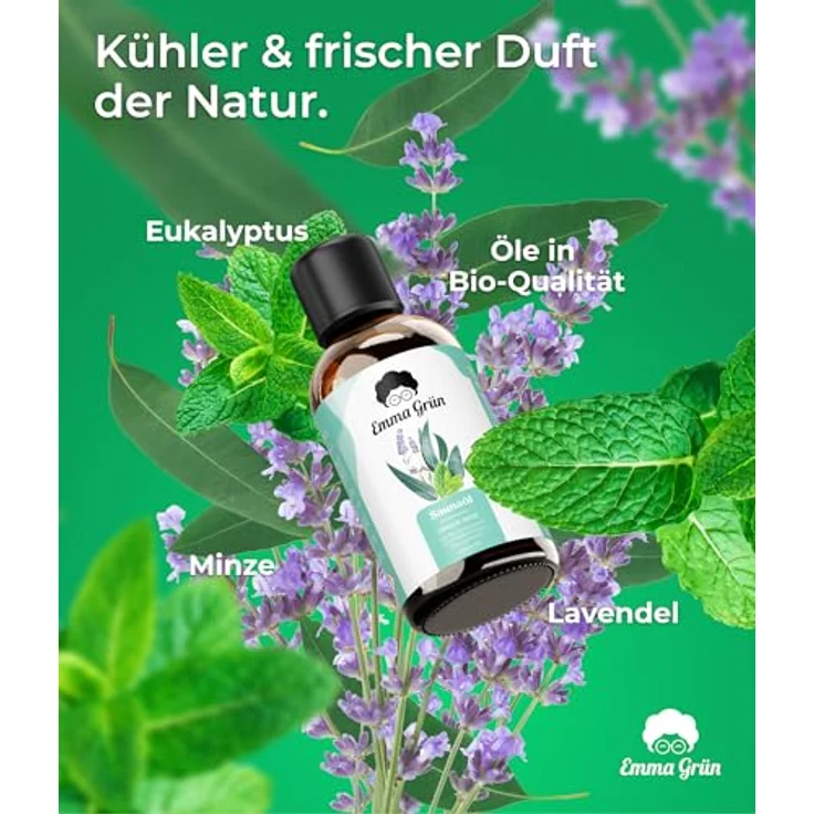 Emma Grün® Saunaaufguss Eukalyptus Bio 100ml, ätherisches Öl mit Eukalyptus, Menthol & Lavendel - kühler frischer Saunadufterlebnis – Bild 4