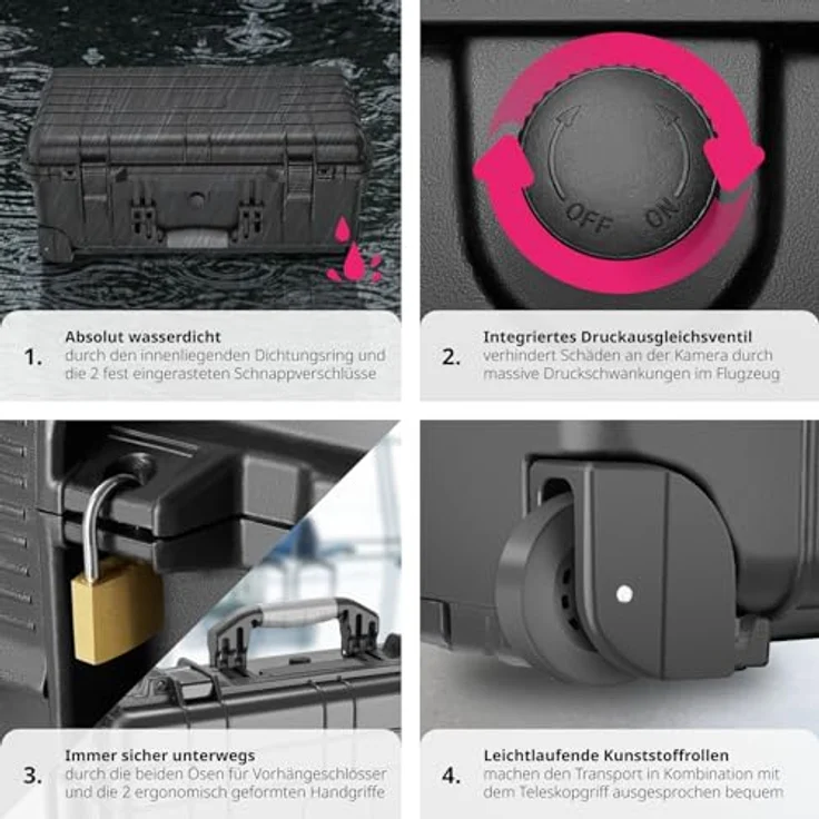 Transportkoffer rollbar mit Teleskopgriff – Bild 3