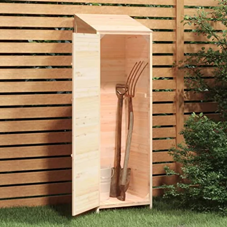 vidaXL Geräteschuppen Gartenhaus Tannenholz Satteldach Gartenschrank Pultdach 55x52x174,5cm – Bild 4