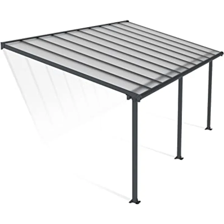 CANOPIA Terrassenüberdachung Alu Olympia 3X6.10 Polycarbonat Pergola 619 x 295 cm Grau - UV-Schutz, einfache Montage, langlebig