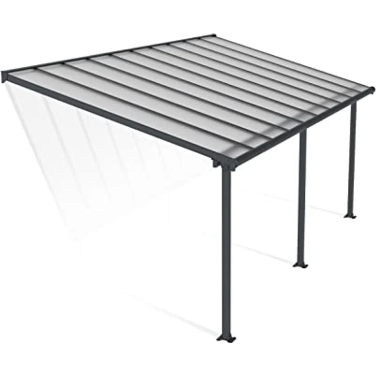 CANOPIA Terrassenüberdachung Alu Olympia 3X6.10 Polycarbonat Pergola 619 x 295 cm Grau - UV-Schutz, einfache Montage, langlebig – Bild 1