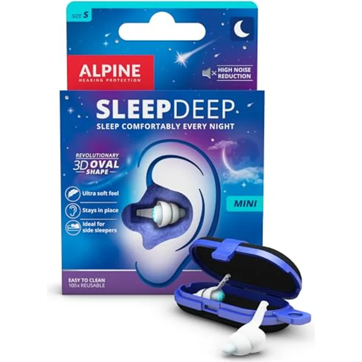 Alpine SleepDeep - Ohrstöpsel 27dB, Neue 3D-Ovalform, Größe S, Schwarz – Bild 1