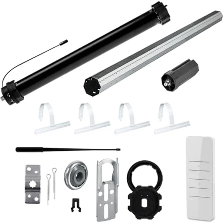 NOBILY Rolladen-Komplett-Set PR5 10Nm für 60mm Achtkantwelle, mechanischer Funk-Rolladenmotor mit mechanischer Endschaltereinstellung, Gesamtlänge bis 1,0 Meter – Bild 1