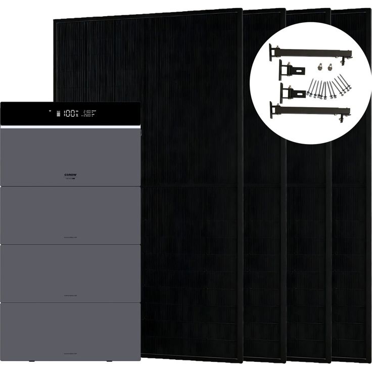 Conow CBE2000 Pro 1820W Balkonkraftwerk, Speicher Komplettset mit 3 x 2 kWh Erweiterungsakku und Flachdach Halterung