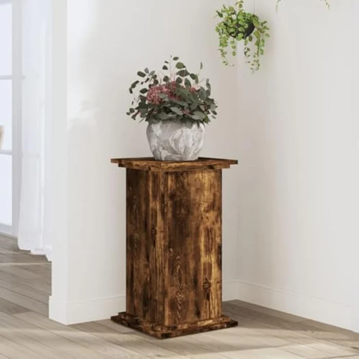 vidaXL Blumenständer Pflanzenständer Räuchereiche 33x33x60 cm Holzwerkstoff (1 St) - Robuster und zeitlos gestalteter Blumenständer in Räuchereiche – Bild 3