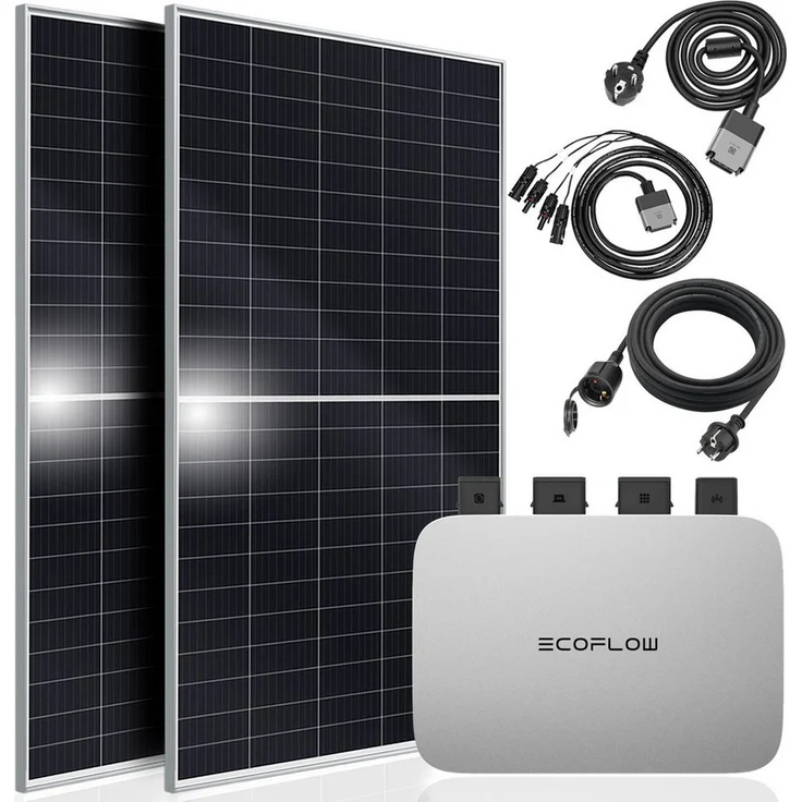 SUNNIVA Balkonkraftwerk Silver Frame 900/800W Solaranlage, 900W Gesamtleistung, WIFI Bluetooth, 2x450W Solarmodule – Bild 1