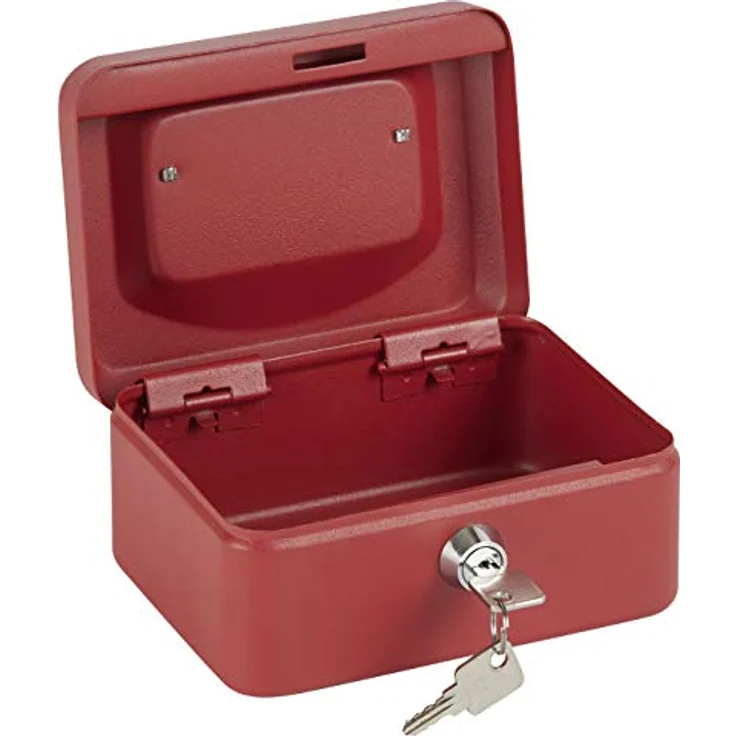 ARREGUI Elegant C9214 Geldkassette aus Stahl | Geldbox | 15 cm breit | Abschließbare Kasse mit Geldeinsatz | Kleine Geldkassette mit Schlüssel und Münzeinsatz/Geldeinsatz | Geldkasse | rot – Bild 3