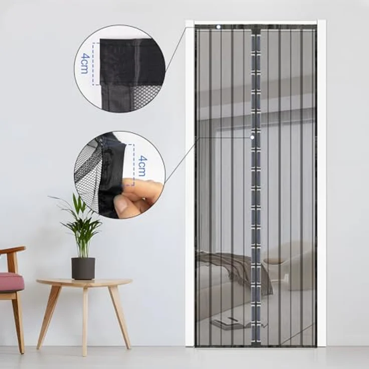 Insektenschutz Vorhang aus Polyester Türen Magnet Fliegengitter, 220 x 130 cm – Bild 3