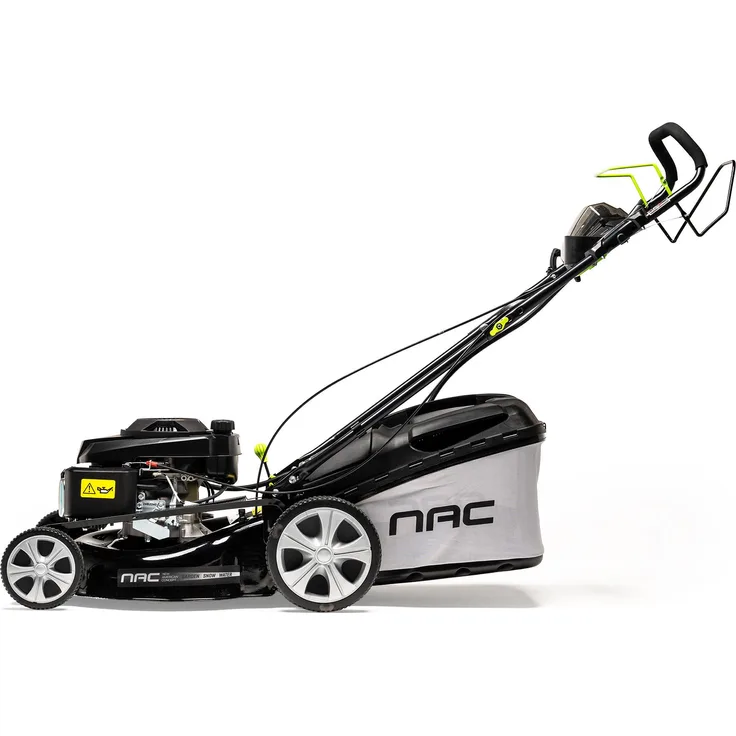 NAC LS50-196-HS-ES, Benzin Rasenmäher mit Elektrostart, 51cm Schnittbreite, 60 Liter Behältervolumen, höhenverstellbarer Holm