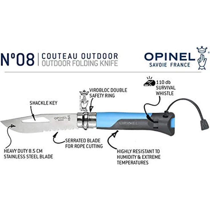 Opinel Taschenmesser No. 08 Outdoor blau – Bild 2